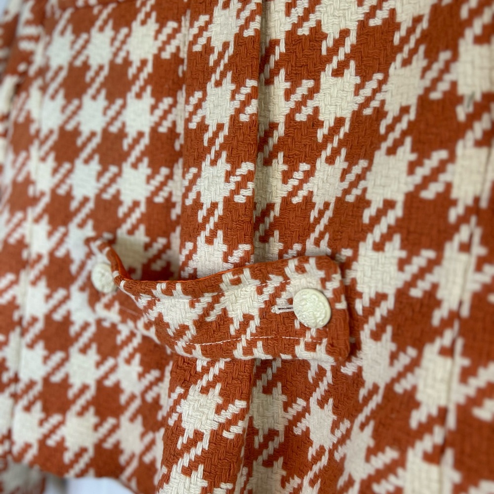 J.Crew Italian Houndstooth Greta Coat Orange & White Women’s Size Regularly $375 - Picture 13 of 14